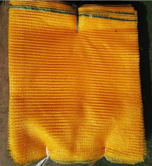Chinese Factory 25kg Green Red Yellow Leno Heavy Duty Mesh Bag for Fruit and Vegetable Firewood Packing Sack With Drawstring