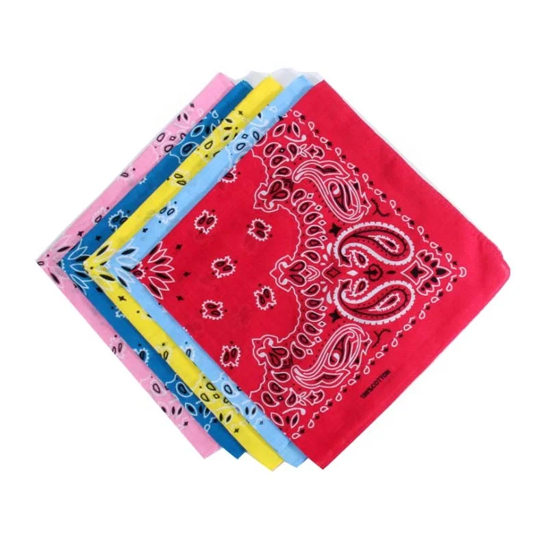 Customized Fashion Colorful  Print soft 100% cotton bandanas multifunction square  bandana