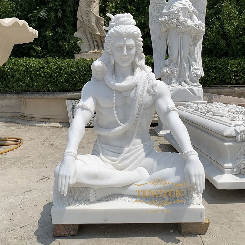 Famous Indian white marble lord shiva god sculpture stone statue of lord shiva sculpture on sale