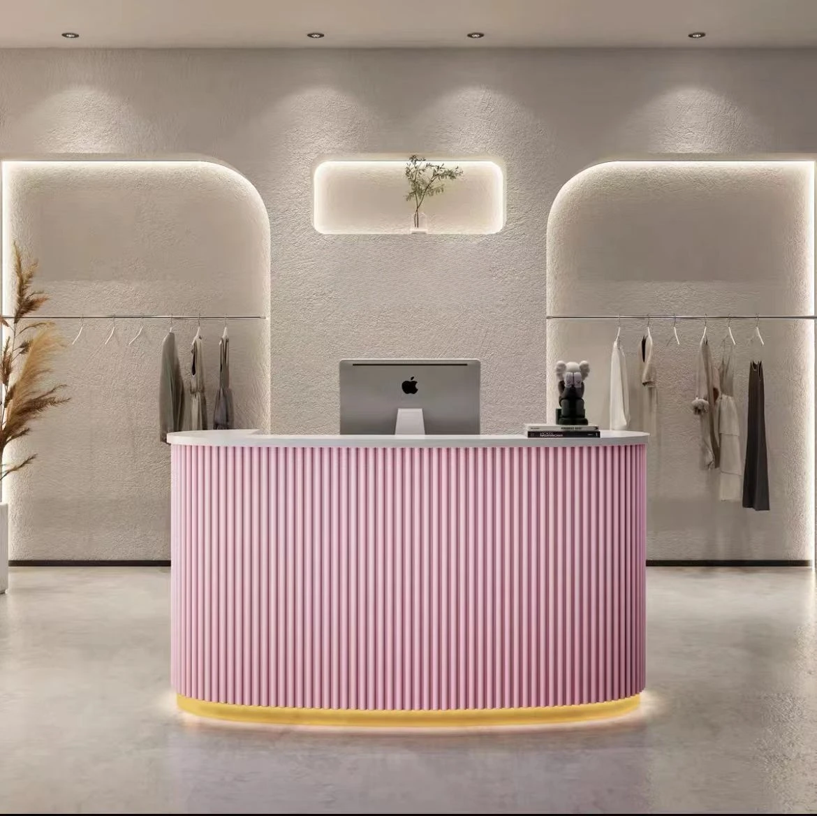 Custom modern reception desk beauty salon hairdressing furniture curved reception desk reception counter front desk