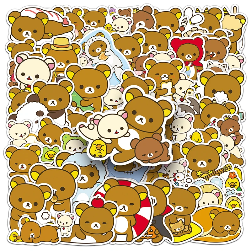 50pcs Factory Outlet Self-adhesive Cartoon Vinyl PVC Sticker Printing Anime Kawaii Rilakkuma Stickers