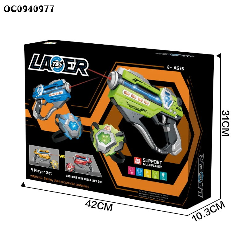 Kids electric laser tag gun shooting battle games set toy with 4pcs vest