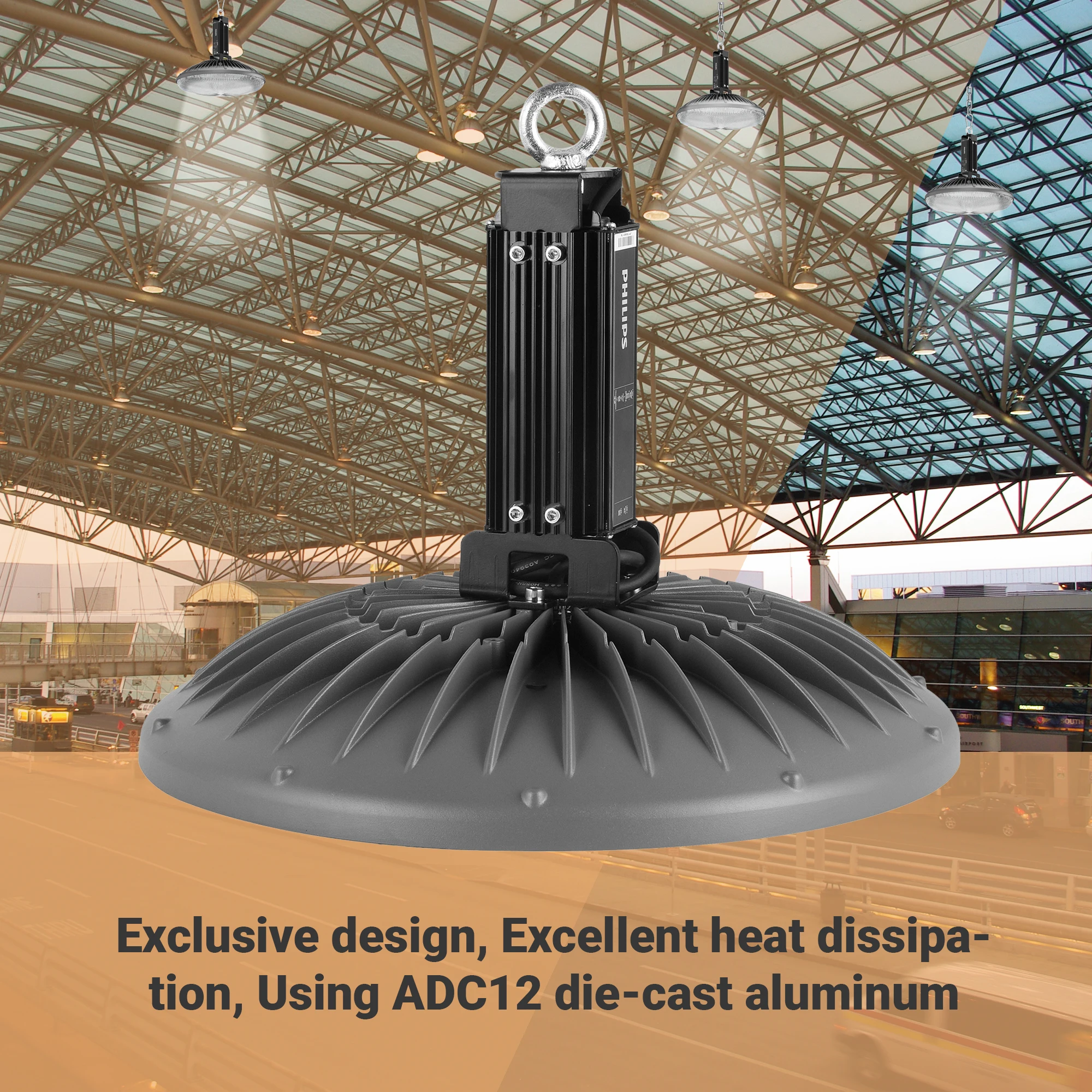 Factory Price 100W 150W  220V 110V Aluminum Black Round Industrial Waterproof High Bay Led Lights for Warehouse Workshop