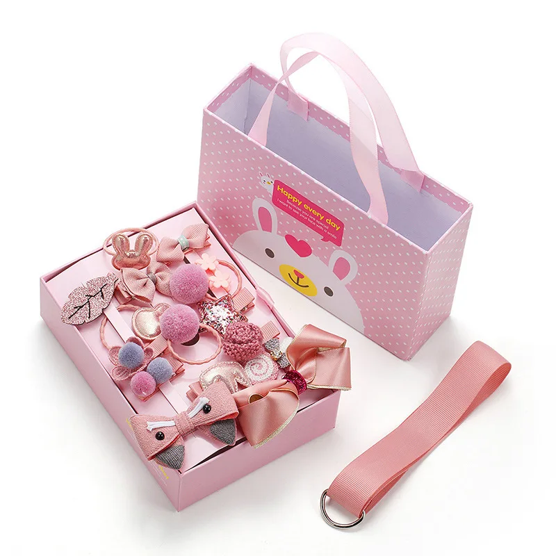 
New 18Pcs/Gift Box Cute Hair Clips ring headdress princess girls hairpin gift box set 