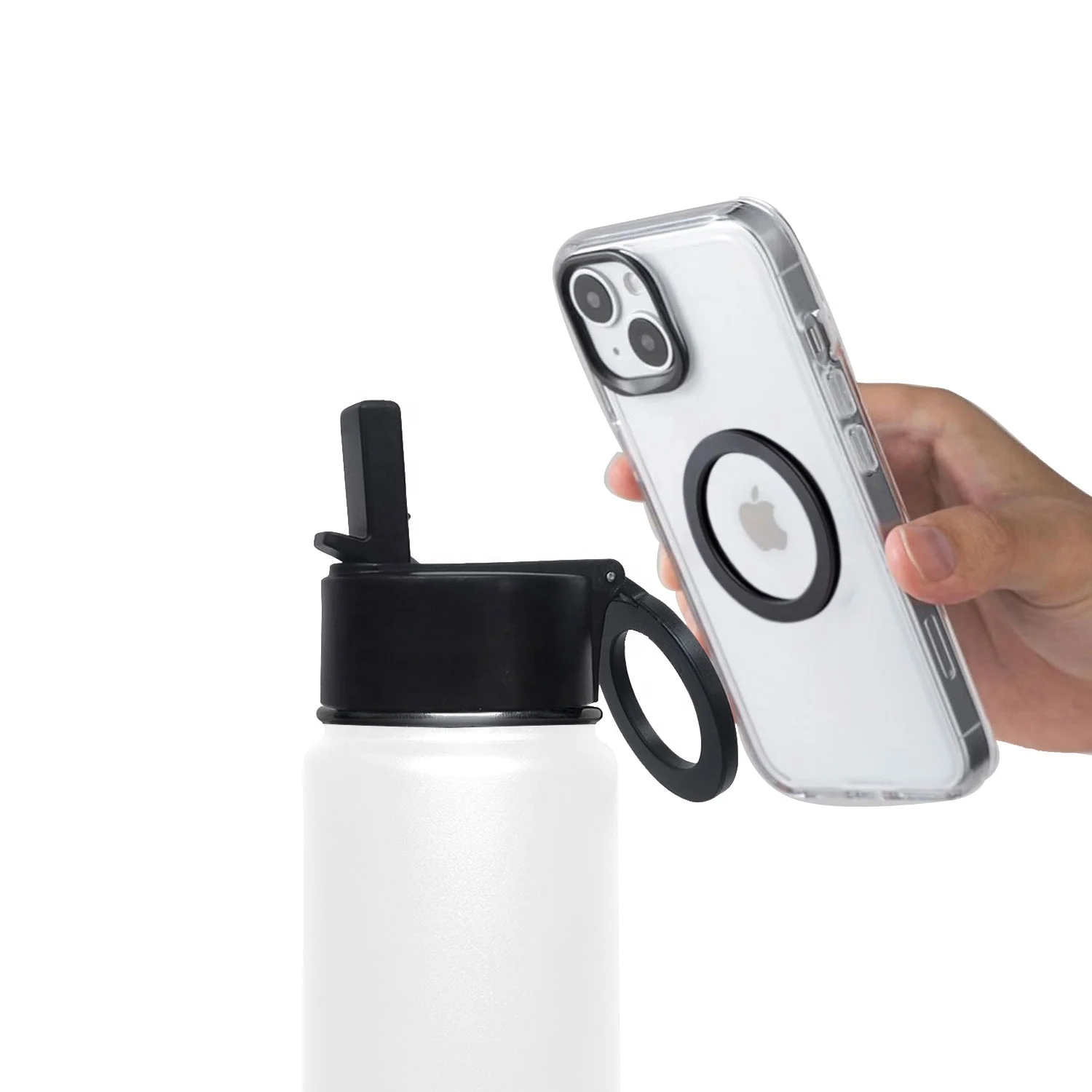 18oz 24oz Magnetic Lid Flask Vacuum Sport Bottle Insulated Water Bottle With Magnetic Cell Phone Holder