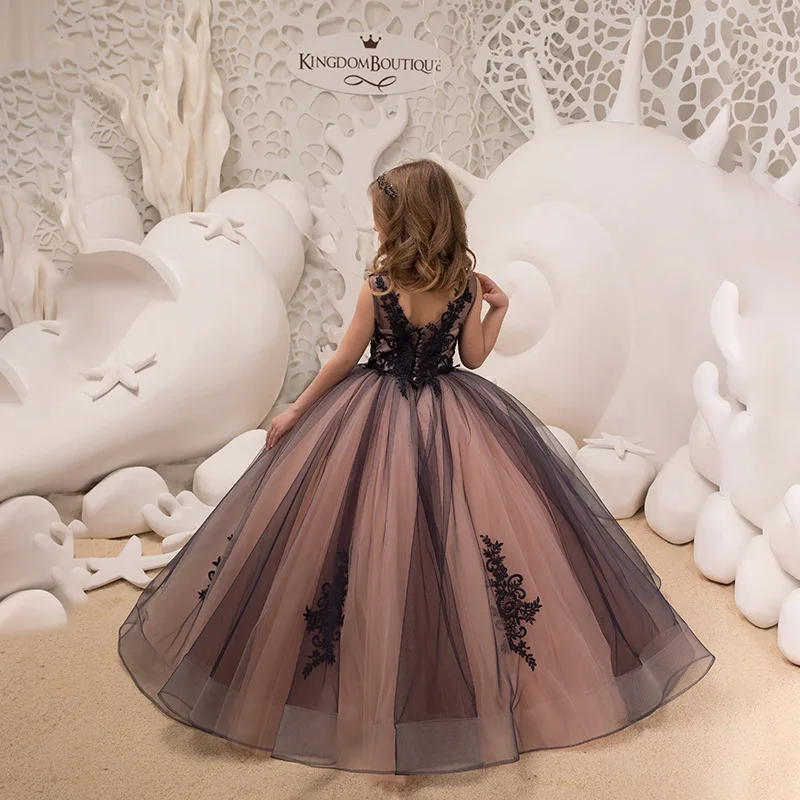 Модное красивое платье принцессы для девочек свадебное с цветами Роскошные платья на день