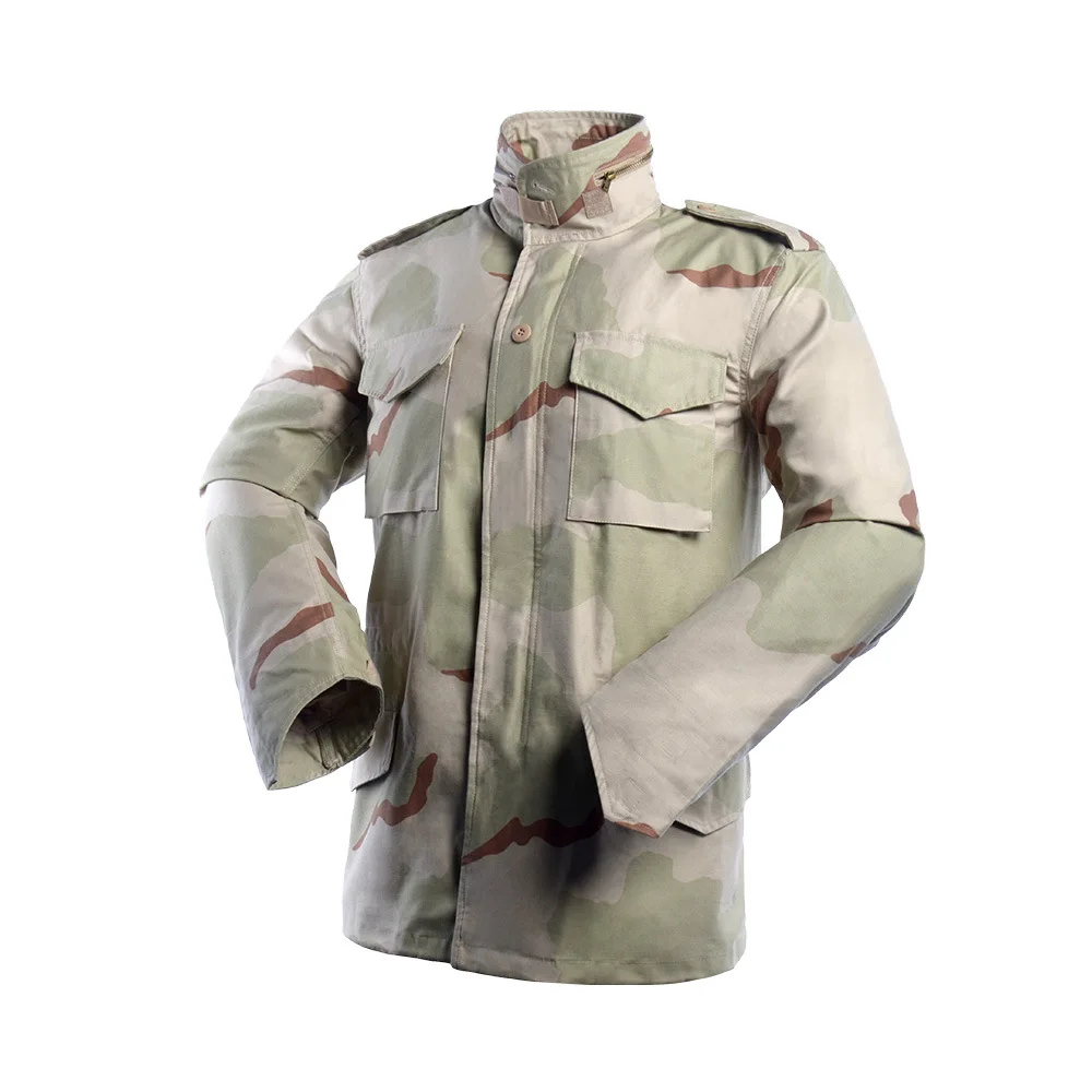 Three Sand Camouflage M65 Jacket Waterproof American Outdoor Winter Coat Tactical Jacket Matel Silk Fabric