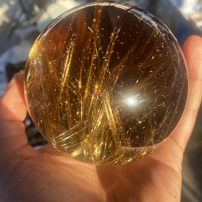 wholesale natural high quality crystal ball polishing Rutilated Quartz crystal spheres for feng shui Decoration