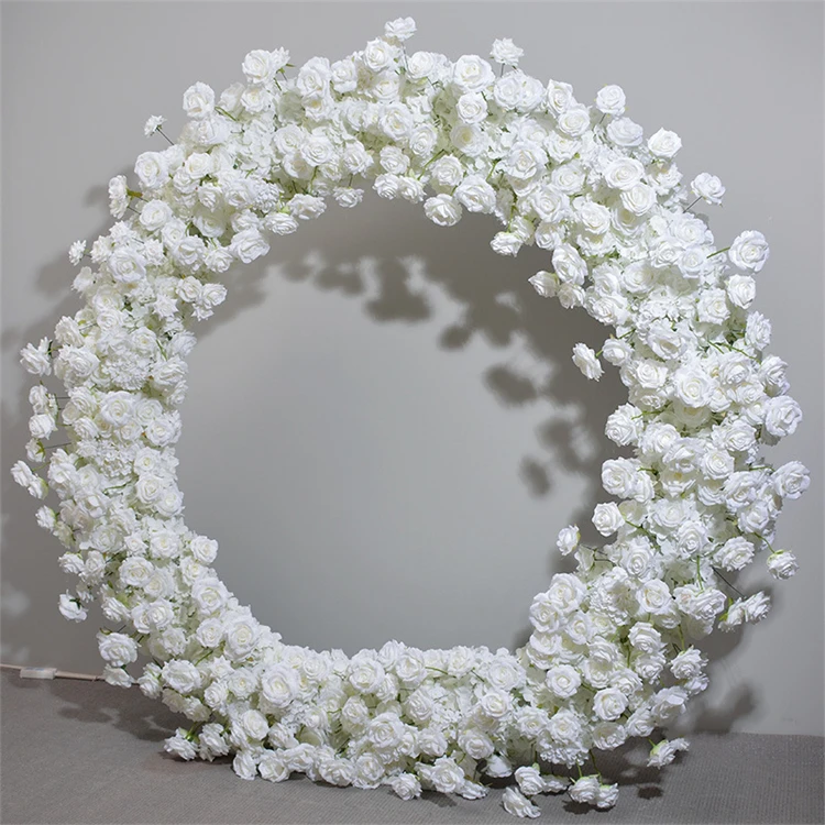 Hot-sale Circle Wedding Floral Arch Round White 2m Custom Artificial Flower Wedding Arch for Ceremony Stage Backdrop Decoration