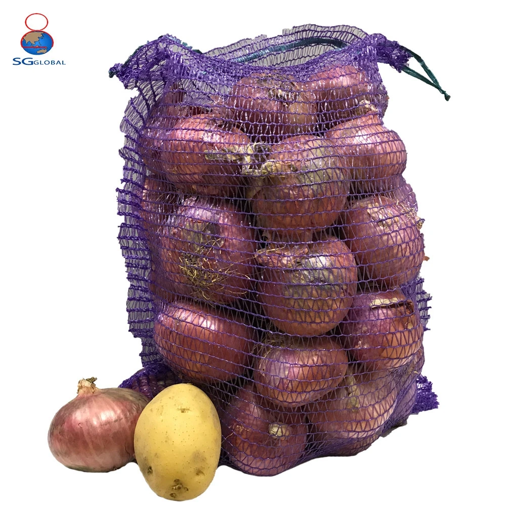 GRS  manufacturer Customized 50*80cm 60cm*90cm 50bl Firewood tubular pe raschel net mesh bag for packing vegetables fruit