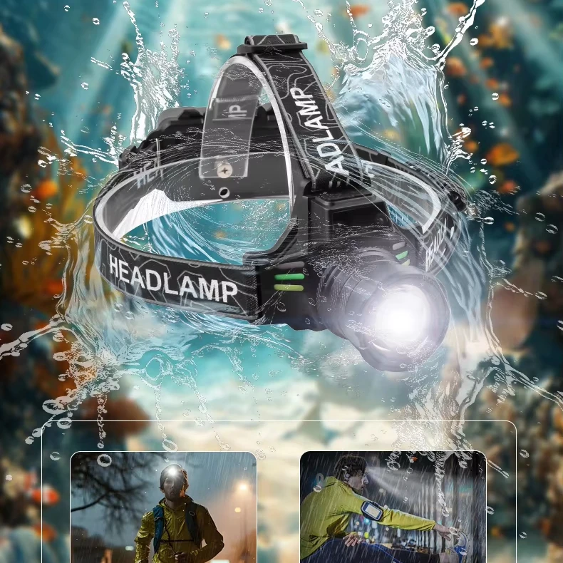 1000m 800lumen  Digital display white yellow blue Headlight Waterproof Outdoor Hunting Flashlight Camping Torch  Sensor Headlamp