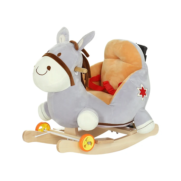 Bee Elephant Wooden Animal Plush Wing Toys Rocking Horse with Wheel England Knight Rocking Horse Toys Ride on Toy