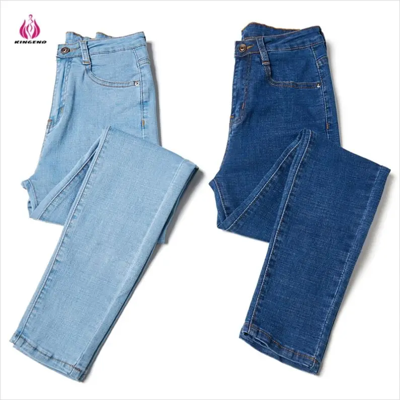Best Standard Cheap Blue Plus Size Fabric Good Women High Waist Jeans Fall Jeans Thin Pants Women Denim Pant For Women