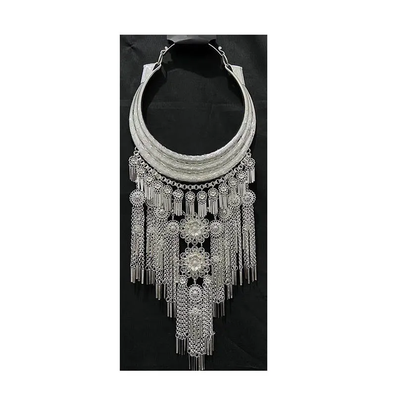 Depth  Chinese Miao Hmong ethnic necklaces aluminum plated silver Accessories Culture Feat
