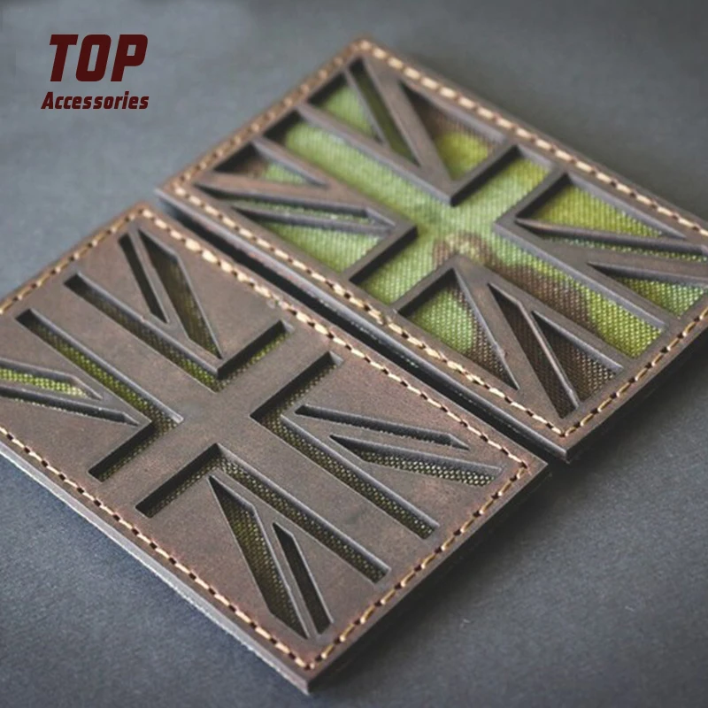Custom Hollowed Out Camouflage Flag Leather Badge Tactical Patch for Outdoors