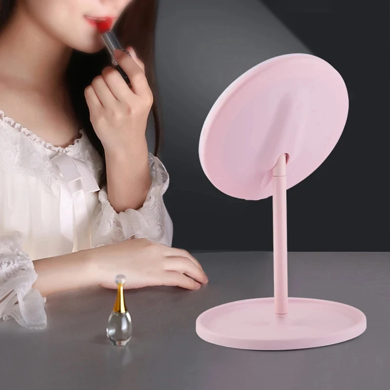 Portable Foldable Travel Make Up Tools Accessories Pink Makeup Mirror With Led Light Infinity Bedroom Tocador Vanity Mirrors