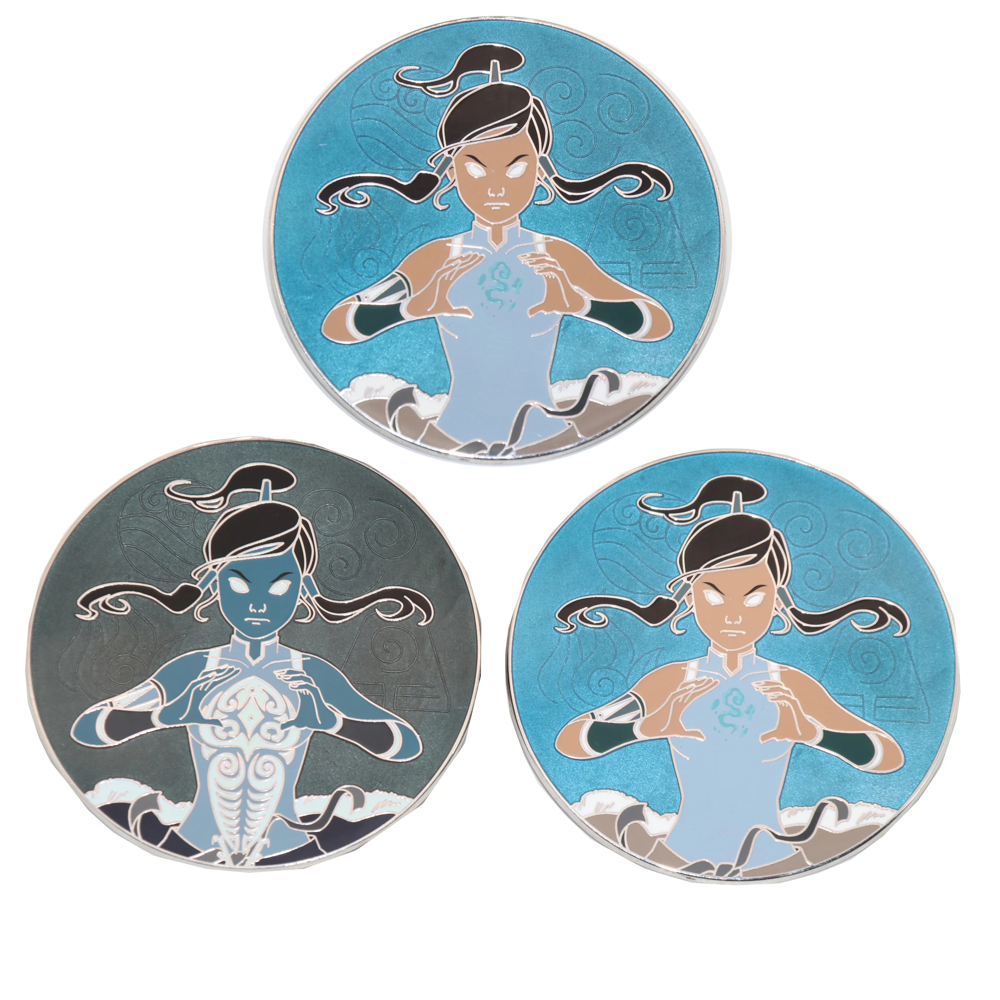 Badge Metal Pin with sandblast and screen printing