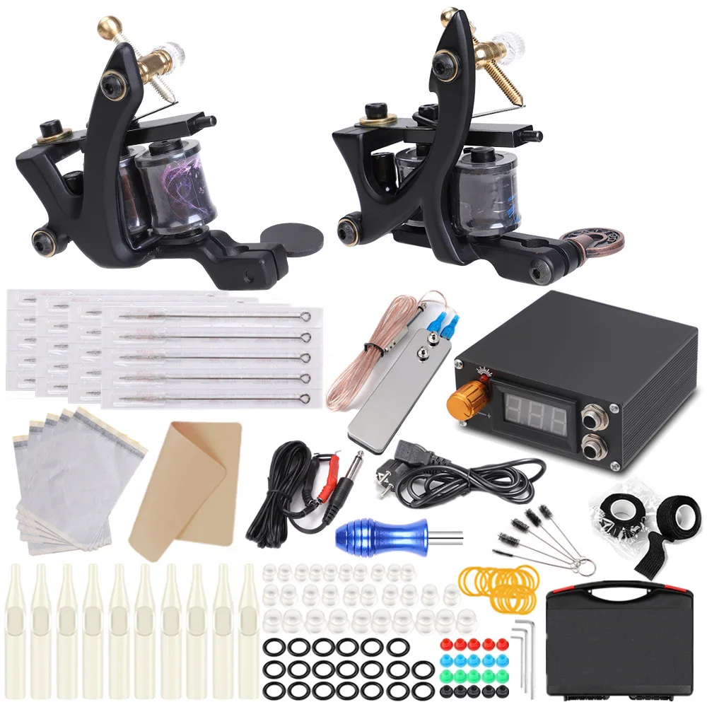 Набор татуировщика профессиональный тату комплект с 2 намоточная машина