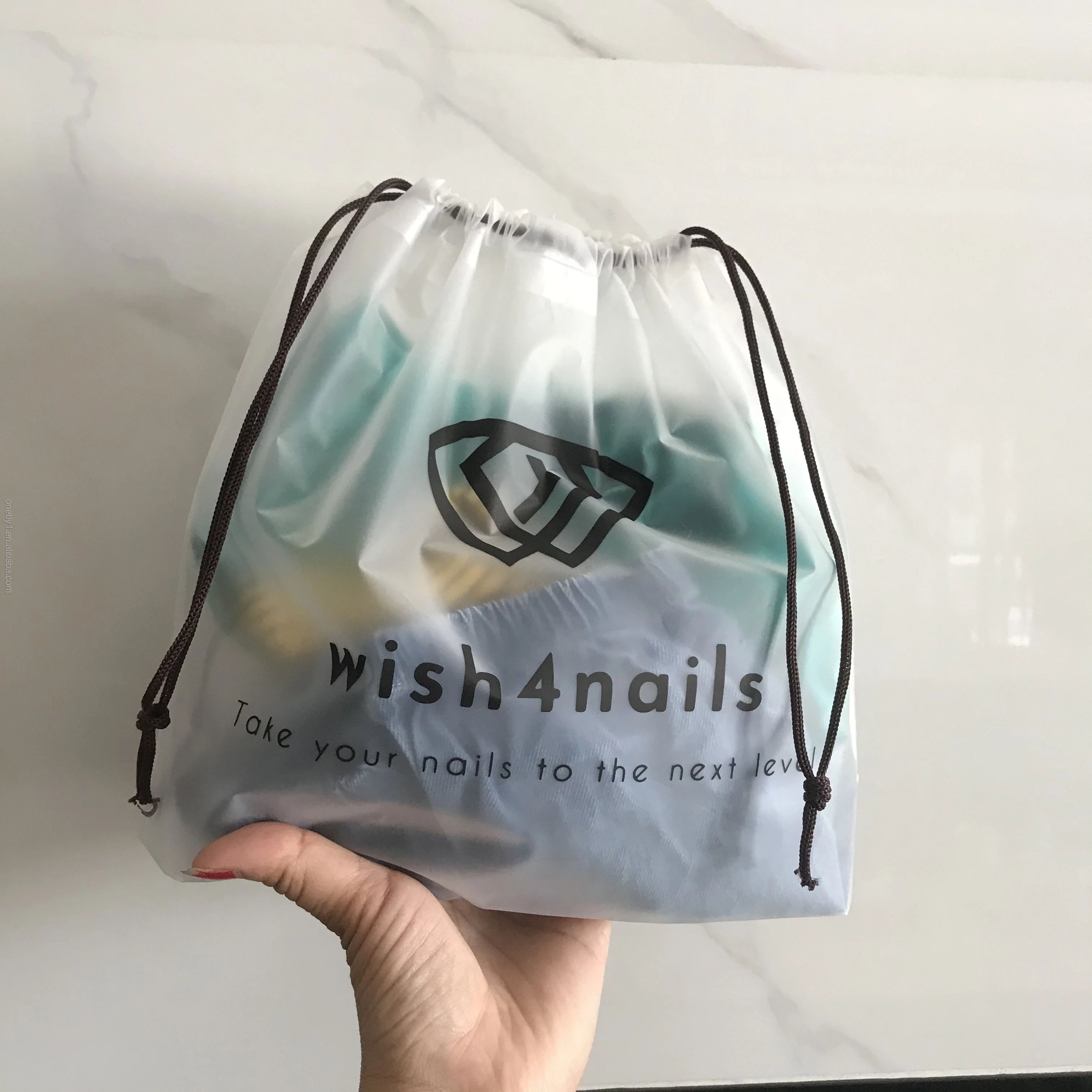 Factory price for  biodegradable Cheap Printed Garment Shirt Packaging Frosted Transparent Drawing string bag