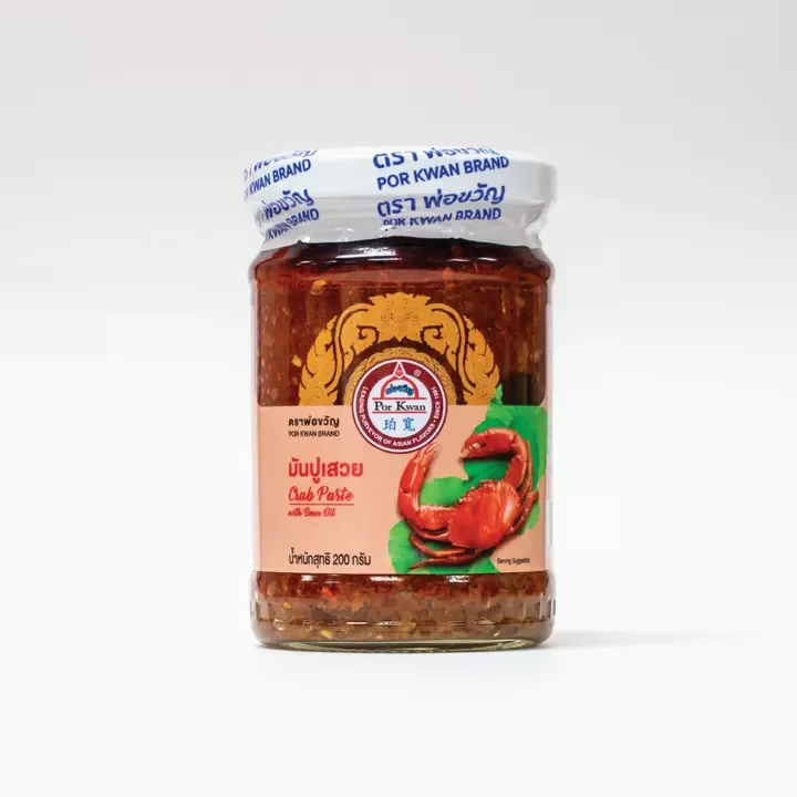 Top Seller Processing Food of Crab Oil Paste with Soybean Oil Salty and Sweet Taste by Por Kwan Glass Blttles for Cooking