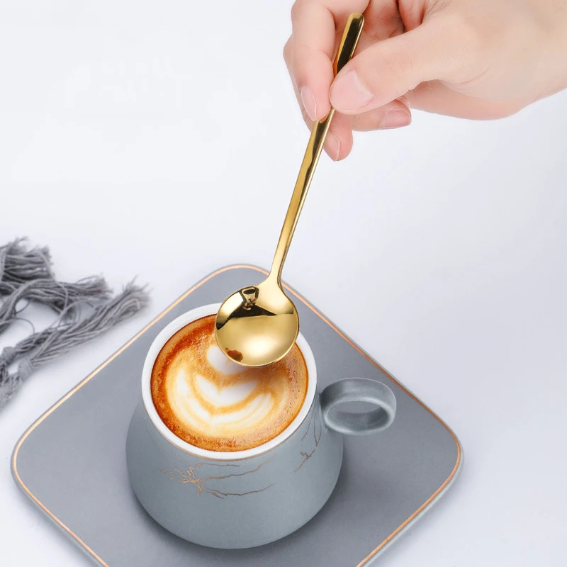 Wedding Favor Gifts Custom Logo Metal Coffee Stirrer Spoon 304 Stainless Steel Gold Coffee Tea Spoon