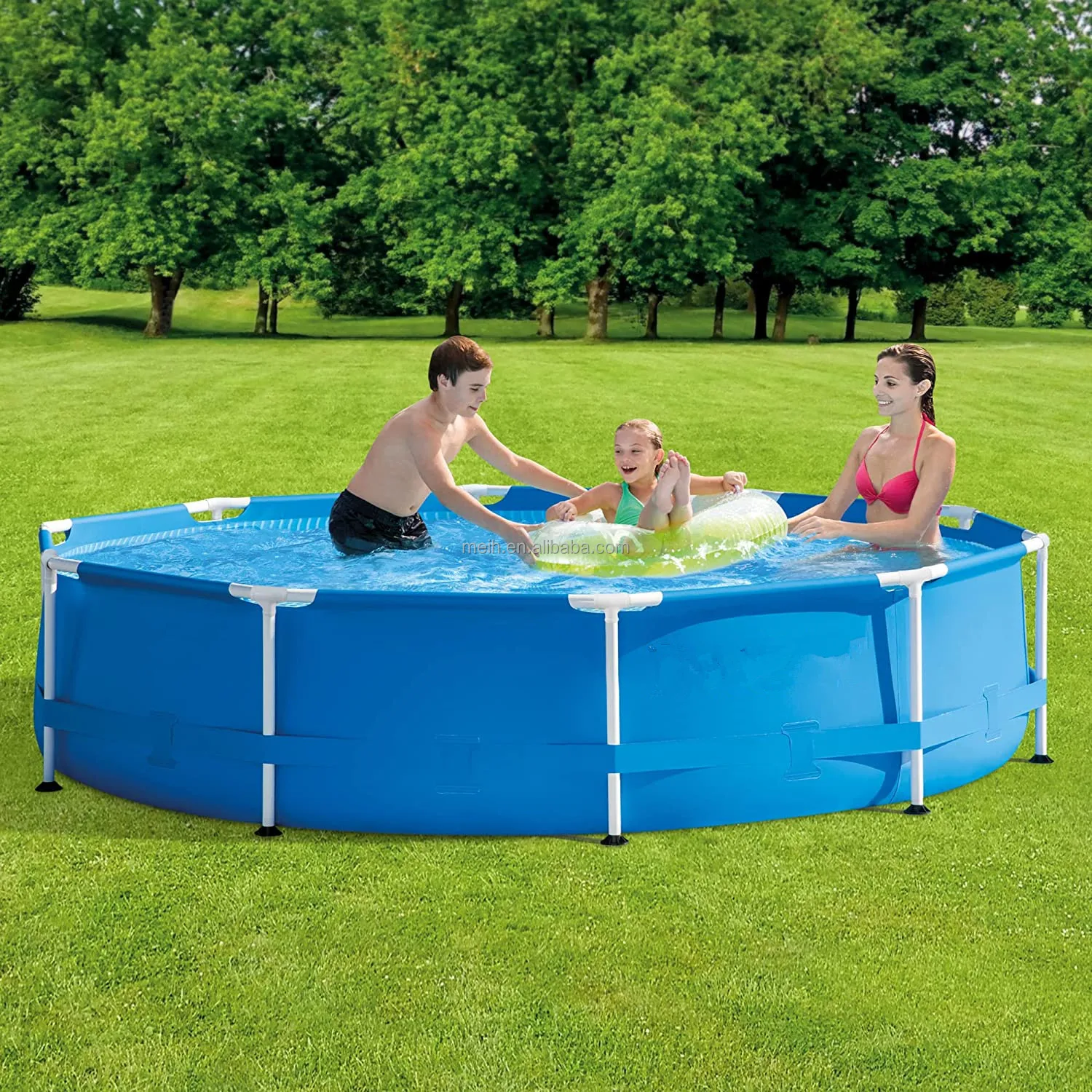 Hot Sale Stock Outdoor Metal Frame Above Ground 16ft Round Swimming Pool 8 People with Easy Set-Up include Pump ladder
