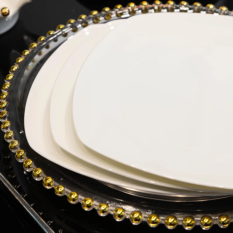 Minimalist Pure White Dish Suit Homemade Underglaze Ceramic Tableware Rice Noodle Fish Plate Dinner Plate Optional Wholesale