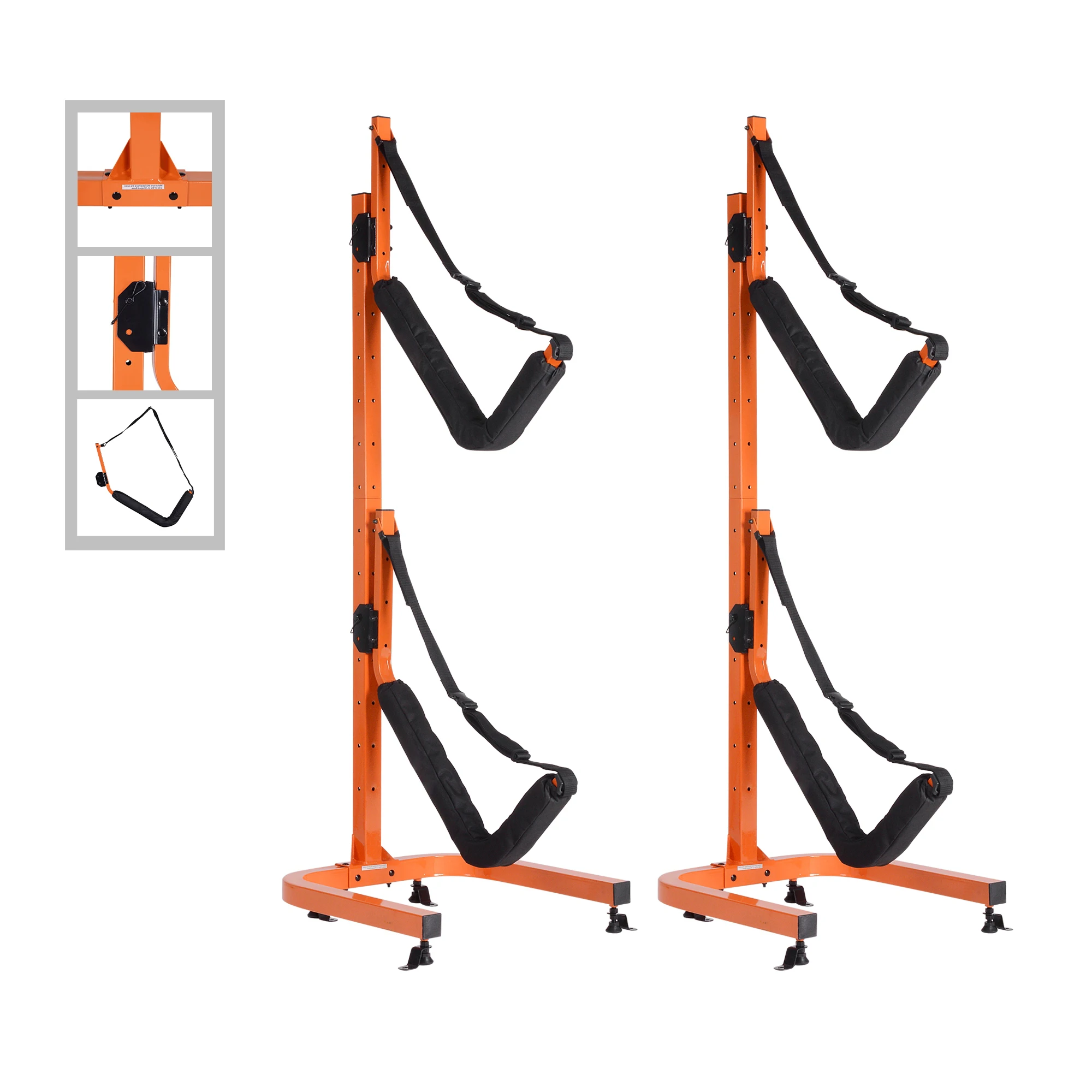 Free Standing Kayak Storage Rack for Two-Kayak Surfboard Indoor and Outdoor Garage Use with Stand-Up Paddleboarding