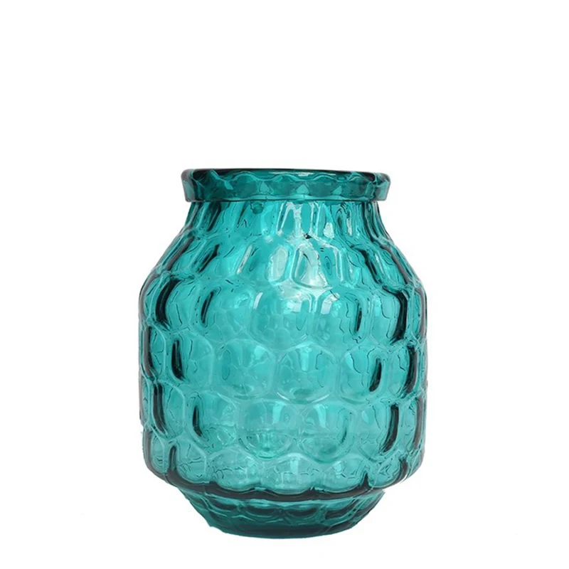 Home decoration green creative three-dimensional transparent glass vase for flowers