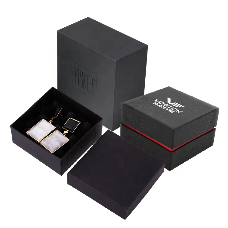 high quality Custom Stamping Logo Printing Luxury Cardboard Paper Necklace Earring Ring Gift Box Jewelry With EVA Gift Boxes