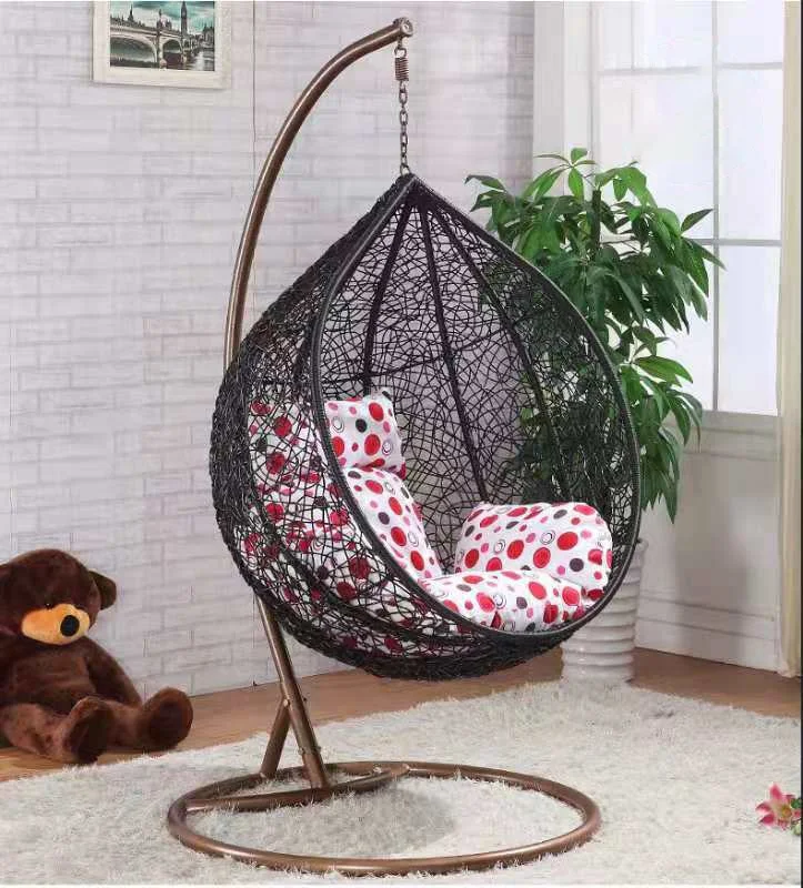 VANRIOS wholesale Patio Moder Indoor Outdoor Bedroom Metal Egg Circle Swing Hammock Hanging chair outdoor furniture rattan rope