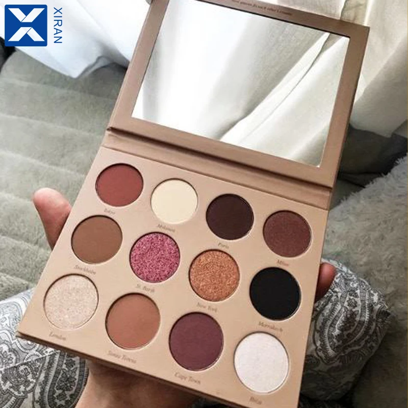 Custom Your Own Brand 12 Shades Eye Shadow Palette Wholesale Pressed High Pigment Matte, Shimmer And Metallic Eyeshadow