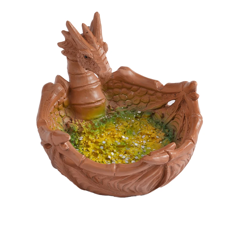 2024 Wholesale Good Quality Custom Logo Standing Ashtray Resin Ashtray Fire-breathing Dragon Resin Sshtray