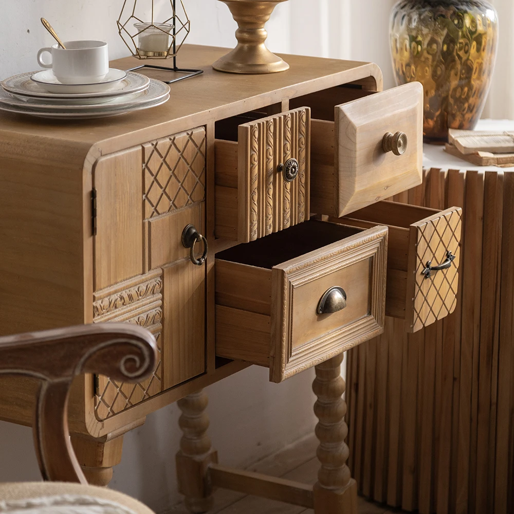 Farmhouse Storage Cabinet Accent Sideboard Wood Buffet Cabinet with 2-Door Chest Of Drawers for Living Room