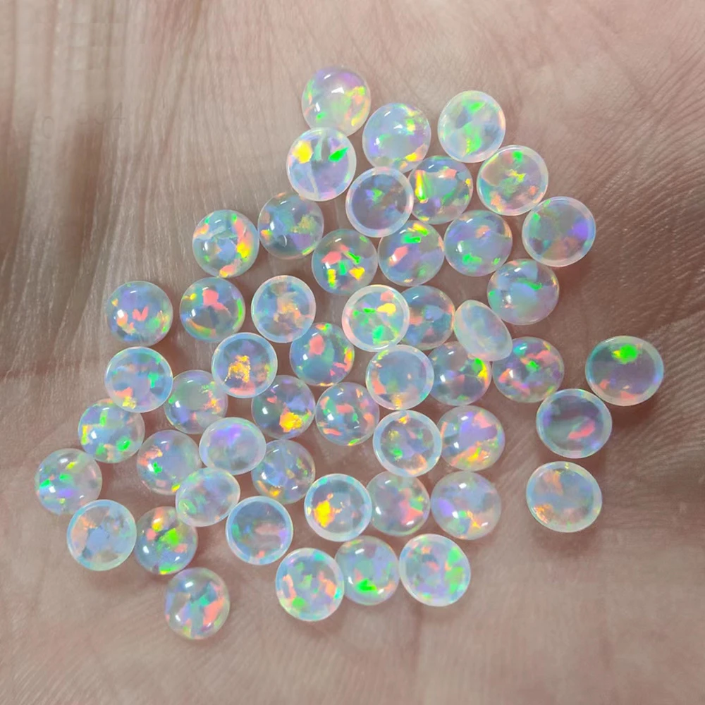 Оптовая цена японский Kyocera OP534 круглый кабошон с плоской спинкой синтетический белый прозрачный желе опал
