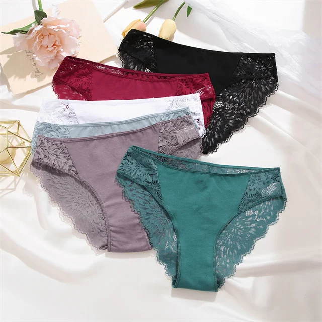 FINETOO 2022 Cheap New Women Briefs Sexy Floral Lace Panties S-XL Girls Low-Rise Underwear Ladies Briefs Comfortable Underpants