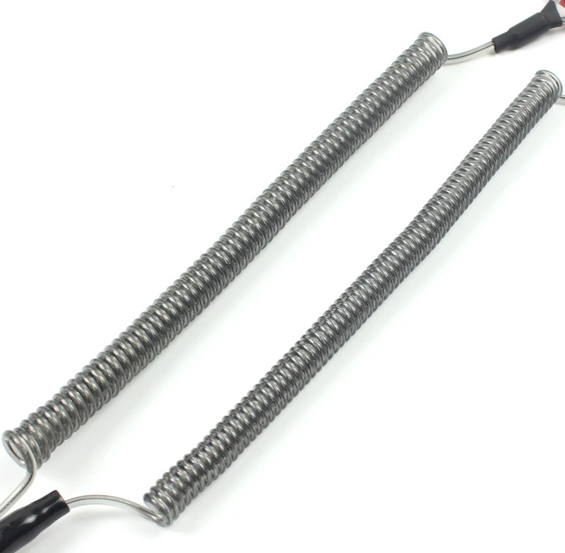 1.5m CoiCord Stretch Tether Key Chain Lobster Clasp Hook Lockable Cord Stripe Safty Rope Elastic Coil Fishing Lanyard Keychain