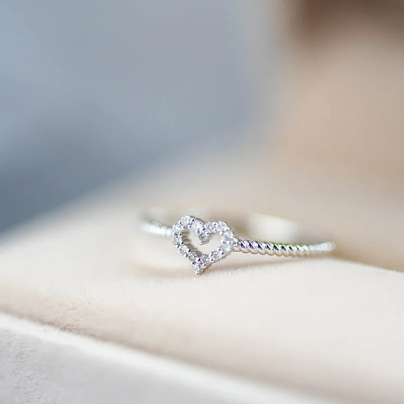 18 carat Solid white Gold Heart Shape White Diamond Ring