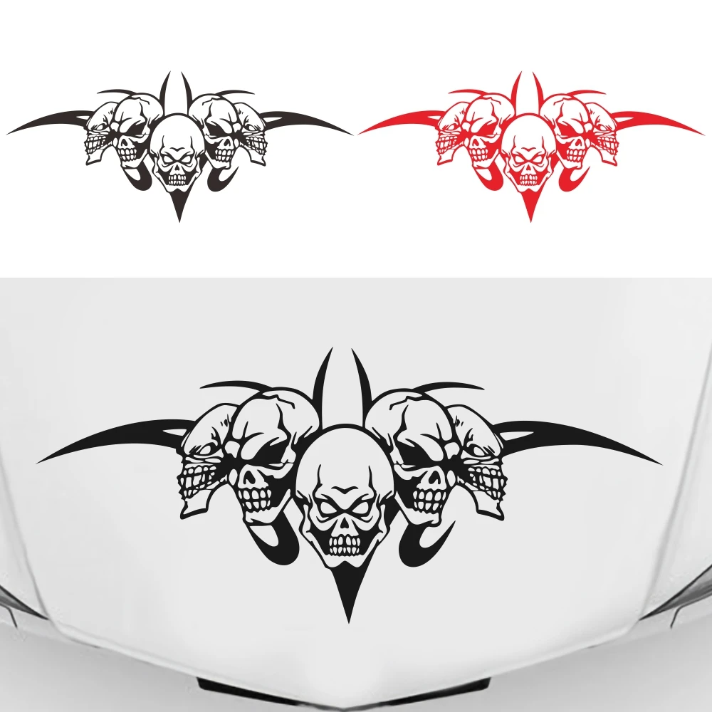 Big Size 60x20cm 3D Skulls Car Hood Size Door Stickers Decal Personality Waterproof For Decoration Auto Car Accessories Styling