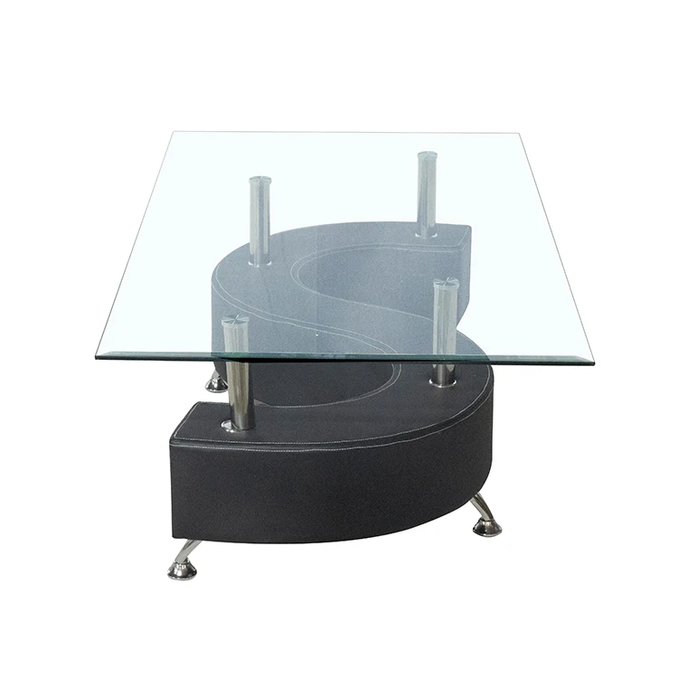 Unique glass coffee table S shape coffee table for sale