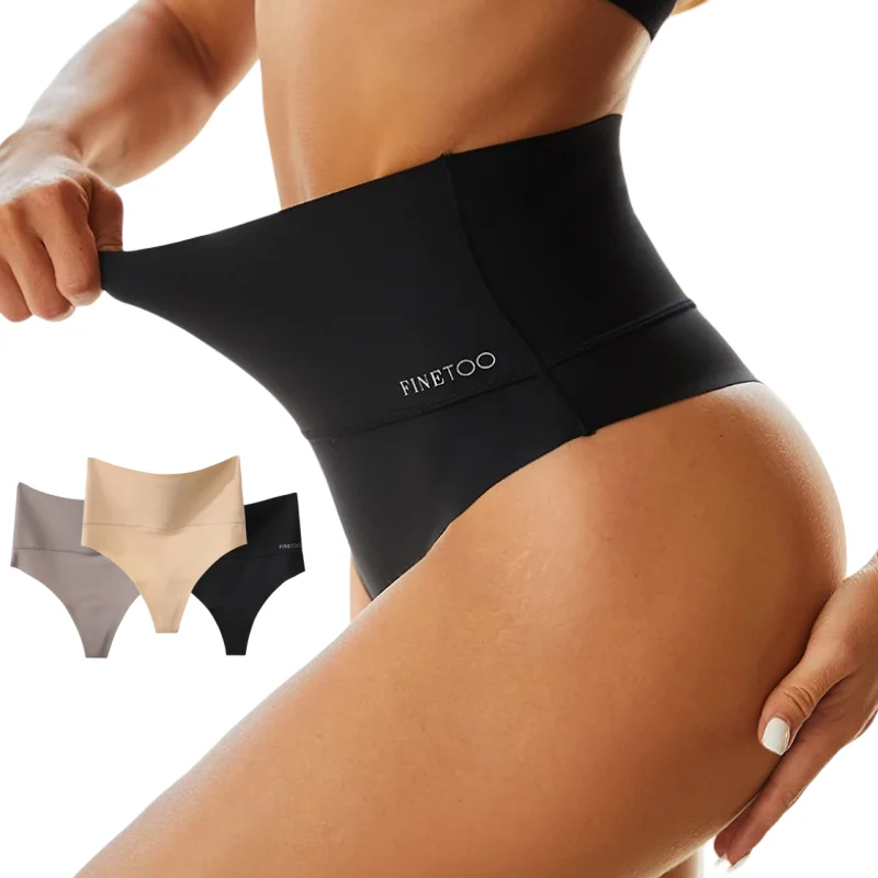 FINETOO 2024 Seamless Women Thongs High Waist Bikini Underpants Ladies Female G-string Underwear Girls Comfortable Thong Panties