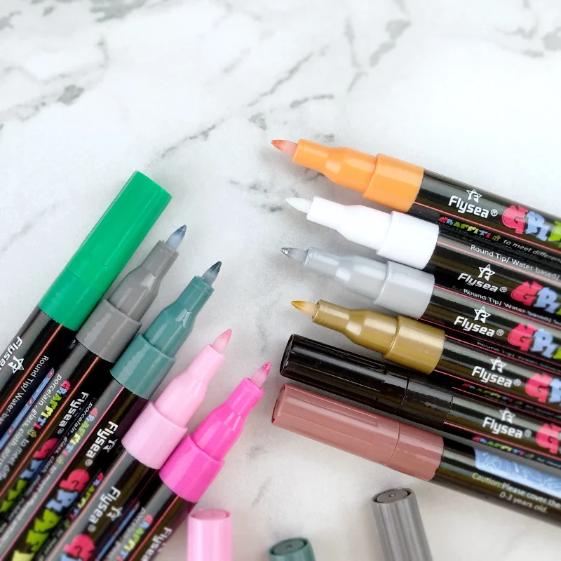 Premium Quality assorted colors permanent 12 acrylic paint markers set