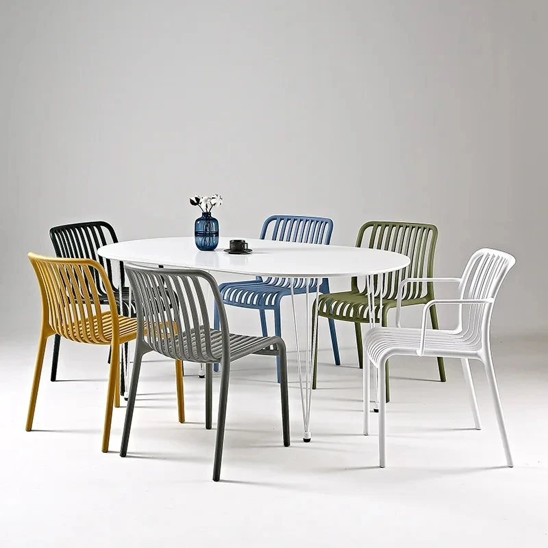 New Arrival Durable Quality Outdoor Indoor Dining Dinning Furniture Armchair Stackable PP Plastic Chairs for sale