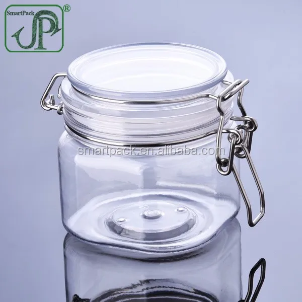 Оптовая продажа с фабрики квадратная пластиковая банка Kilner 400 мл металлическим зажимом для упаковки косметической глины