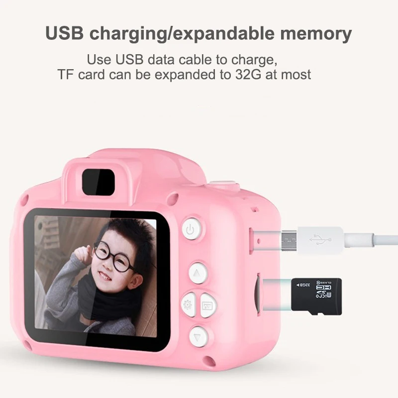 Smart Kids Learning Toys 2.0 Inch Screen HD 1080P Video Mini Dslr Digital Kid Children Camera With Silicone Protective Sleeve