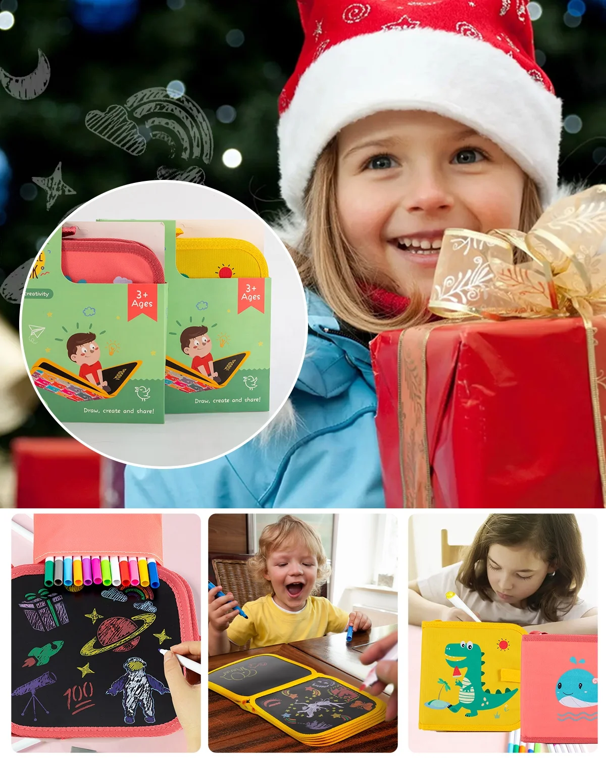 Hot Sale Erasable Doodle Book Drawing Pads With 12 Watercolor Pens Children Magic Drawing Book Kids Painting Set