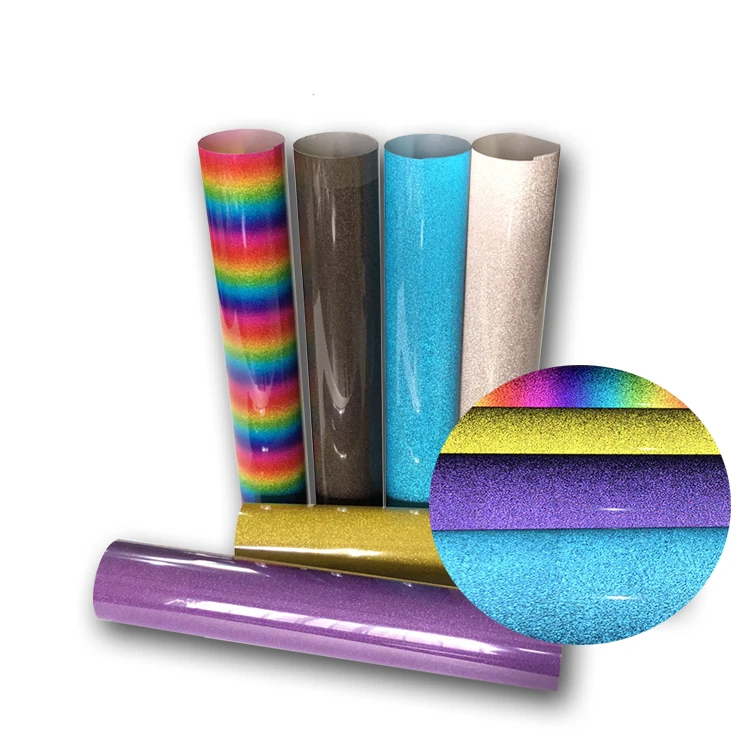 Angelacrox wholesale Multicolour vinil textil camiset reflective glitter heat transfer vinyl for textiles