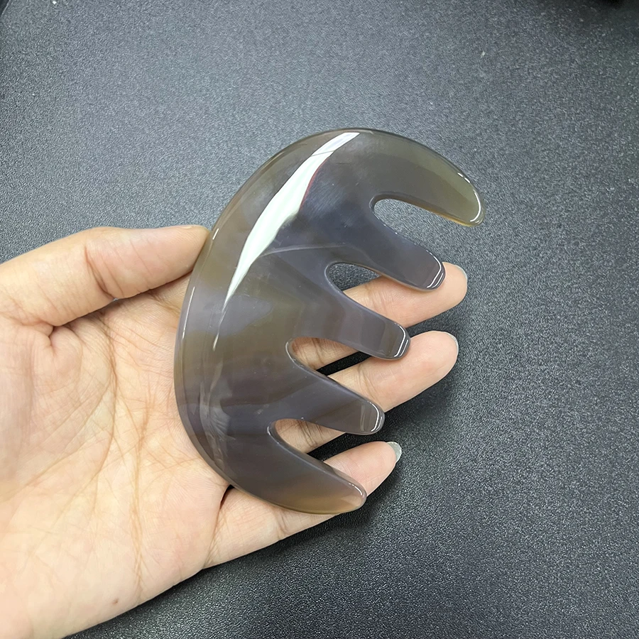 Natural agate Comb Face Scalp Gua Sha Massage Stone Comb Facial Body Acupuncture Stick Beauty Health Scraper SPA Massage Tool