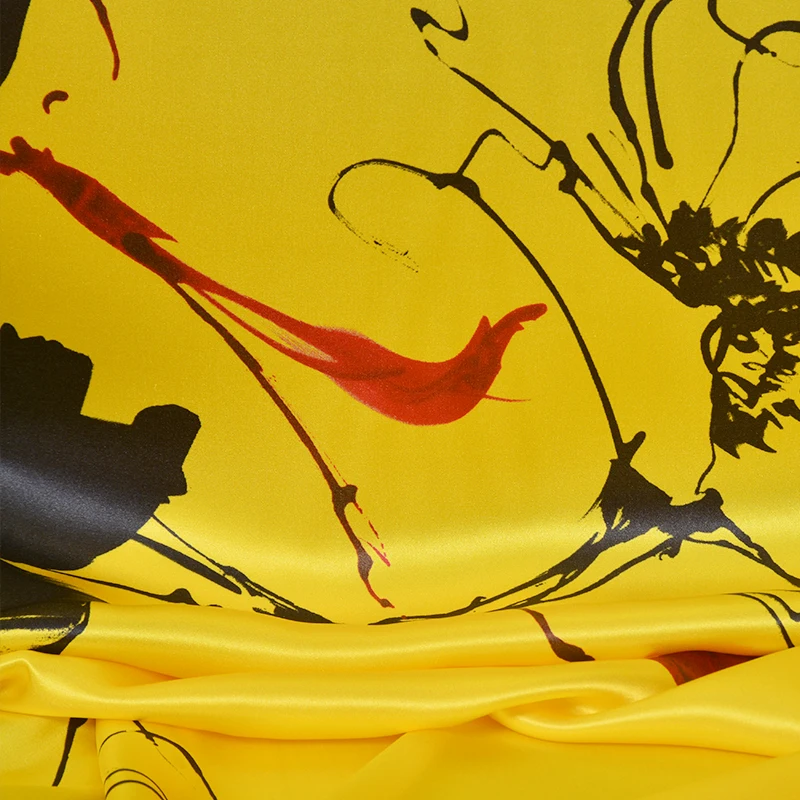 dubai Customized stain manufacturers Printed print floral satin Eco-Friendly 100 silk fabric with pattern for clothing