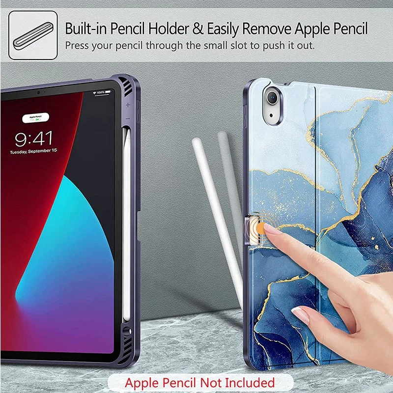 Wireless Blue tooth Keyboard Pencil Holder Auto Sleep Wake TPU Shell Tablet Folio Stand Keyboard Case Fit iPad 10 2022 Pro 12.9